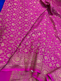 Royal Blue Pure Banarasi Khaddi Crepe Silk Saree - Aura Benaras