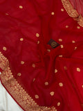 Red Khaddi Chiffon Banarasi Handloom Saree - Aura Benaras