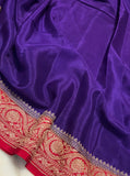 Purple Pure Banarasi Khaddi Crepe Silk Saree - Aura Benaras