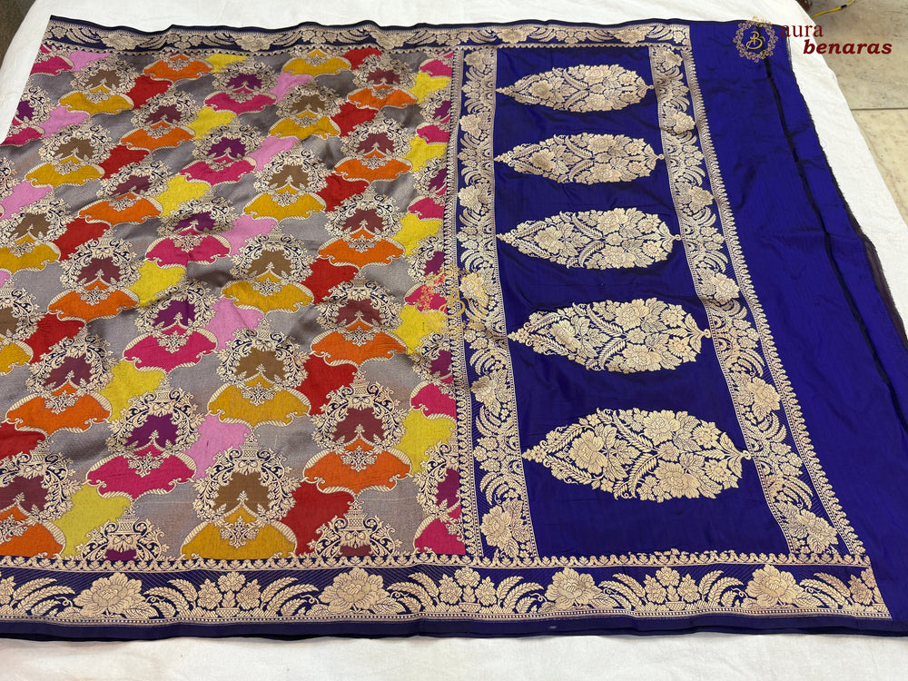 Navy Blue Rangkaat Pure Katan Silk Handloom Banarasi Dupatta