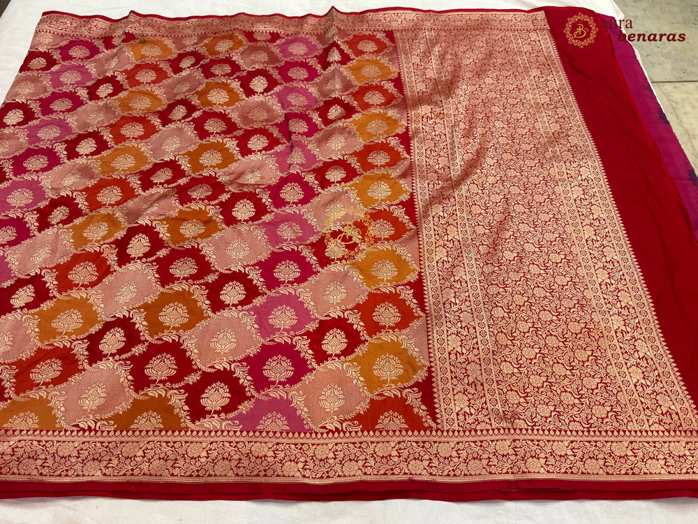 Red Rangkaat Pure Katan Silk Handloom Banarasi Dupatta