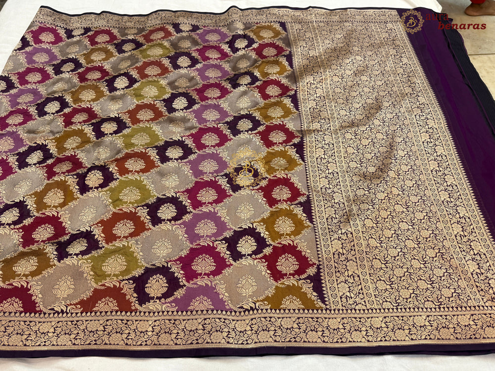 Wine Rangkaat Pure Katan Silk Handloom Banarasi Dupatta