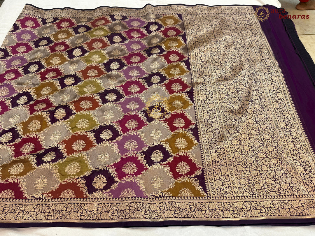 Wine Rangkaat Pure Katan Silk Handloom Banarasi Dupatta