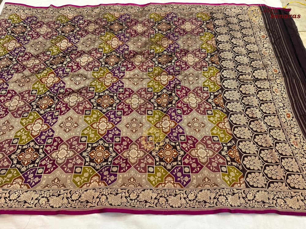 Wine Rangkaat Pure Katan Silk Handloom Banarasi Dupatta