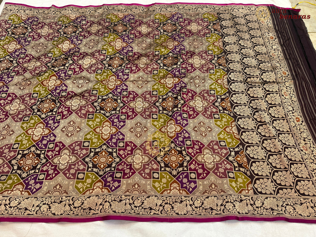 Wine Rangkaat Pure Katan Silk Handloom Banarasi Dupatta