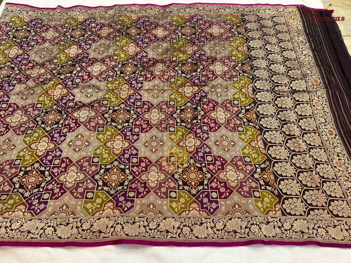 Wine Rangkaat Pure Katan Silk Handloom Banarasi Dupatta