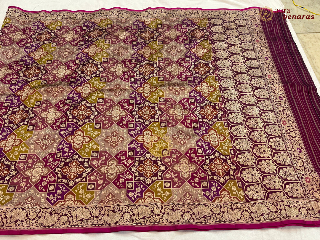 Purple Rangkaat Pure Katan Silk Handloom Banarasi Dupatta
