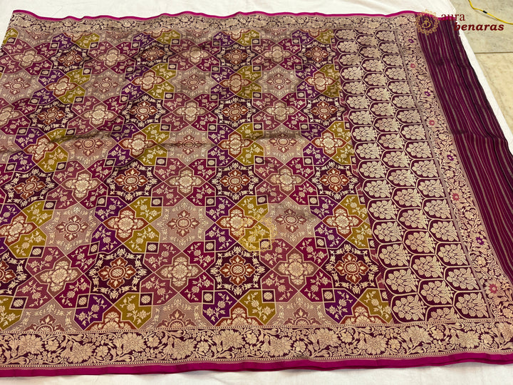 Purple Rangkaat Pure Katan Silk Handloom Banarasi Dupatta