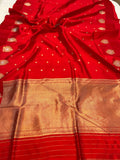 Red Pure Banarasi Handloom Silk Saree - Aura Benaras