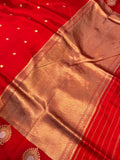 Red Pure Banarasi Handloom Silk Saree - Aura Benaras