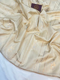 Cream Pure Banarasi Handloom Silk Saree - Aura Benaras