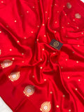 Red Pure Banarasi Handloom Silk Saree - Aura Benaras