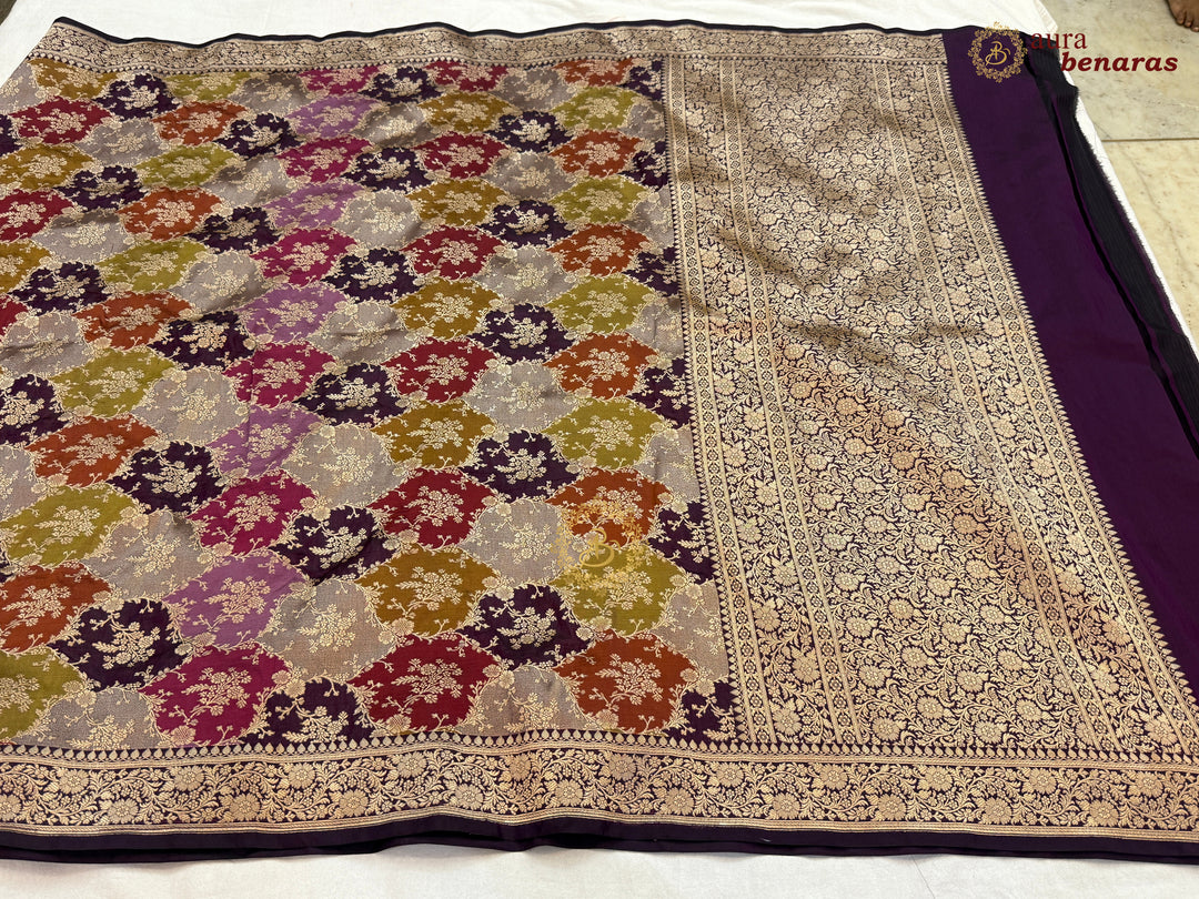 Wine Rangkaat Pure Katan Silk Handloom Banarasi Dupatta