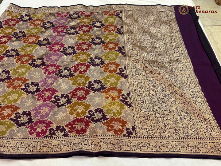Wine Rangkaat Pure Katan Silk Handloom Banarasi Dupatta