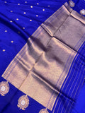 Royal Blue Pure Banarasi Handloom Silk Saree - Aura Benaras