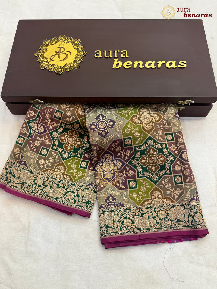 Bottle Green Rangkaat Pure Katan Silk Handloom Banarasi Dupatta