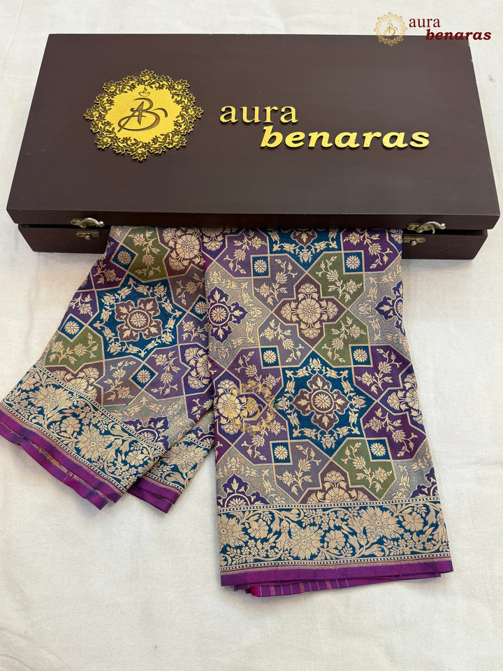Blue Rangkaat Pure Katan Silk Handloom Banarasi Dupatta