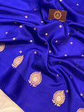 Royal Blue Pure Banarasi Handloom Silk Saree - Aura Benaras