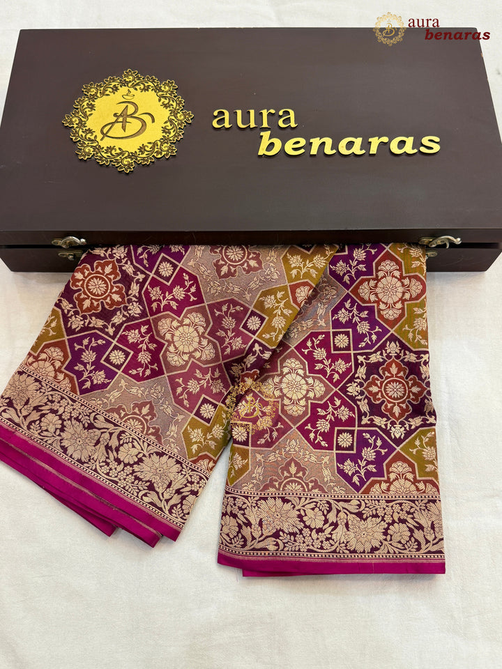 Purple Rangkaat Pure Katan Silk Handloom Banarasi Dupatta