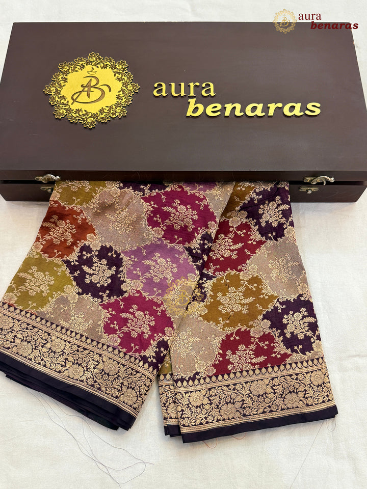 Wine Rangkaat Pure Katan Silk Handloom Banarasi Dupatta