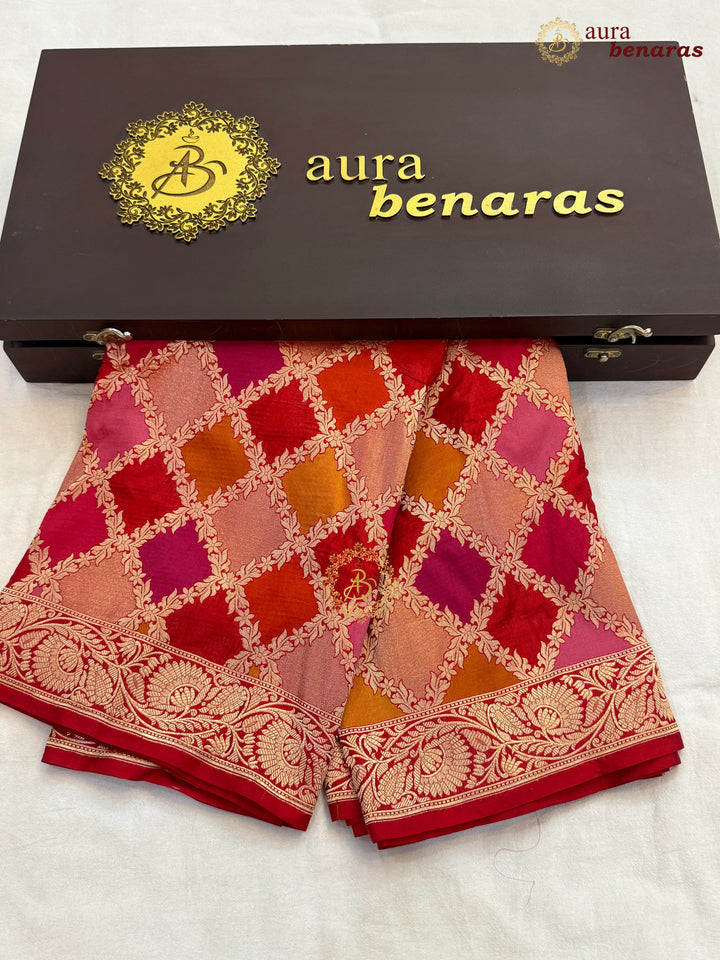Red Rangkaat Pure Katan Silk Handloom Banarasi Dupatta