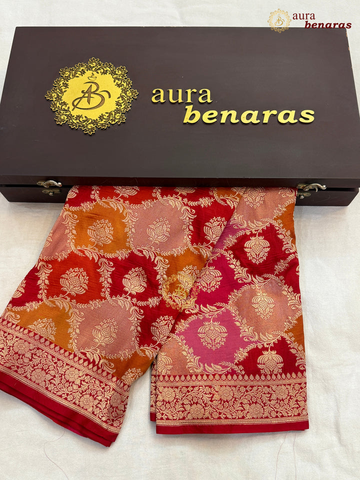 Red Rangkaat Pure Katan Silk Handloom Banarasi Dupatta