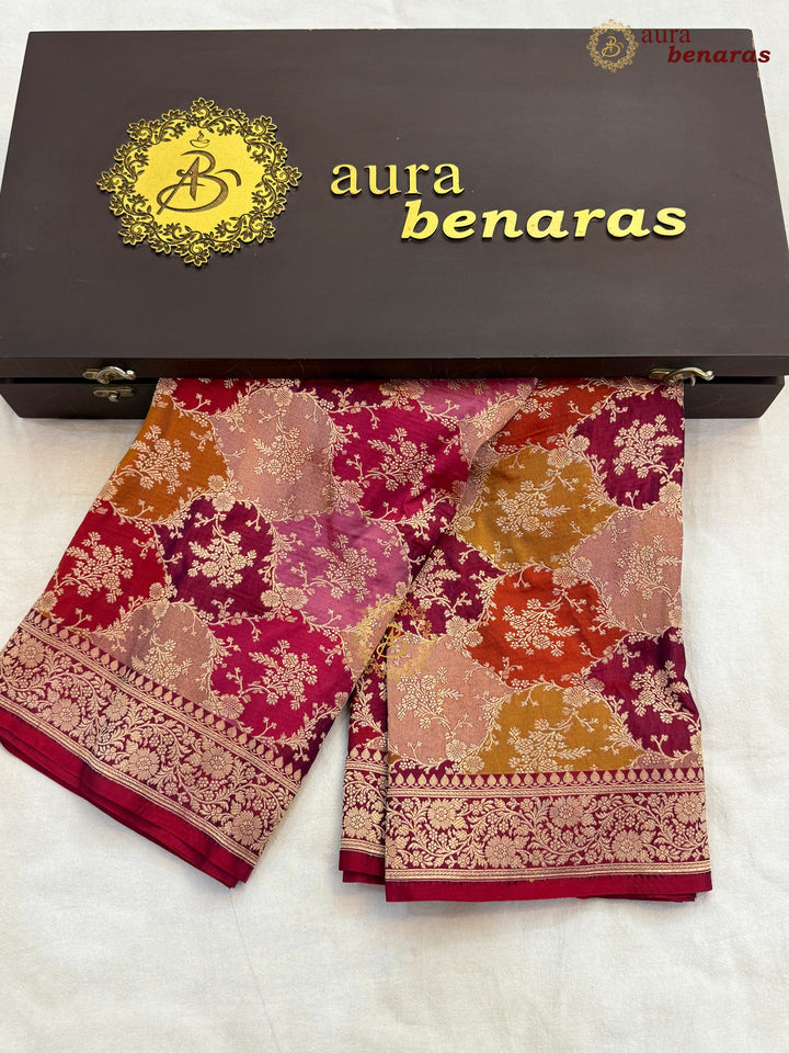 Magenta Rangkaat Pure Katan Silk Handloom Banarasi Dupatta