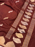 Brown Pure Banarasi Handloom Katan Silk Saree - Aura Benaras