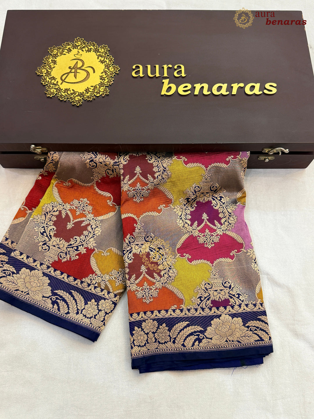 Navy Blue Rangkaat Pure Katan Silk Handloom Banarasi Dupatta