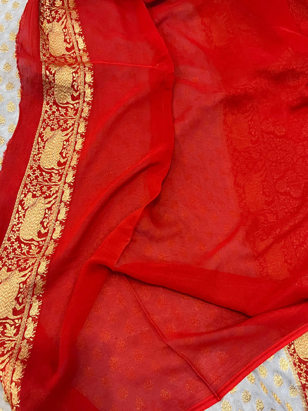 Grey Banarasi Handloom Pure Khaddi Georgette Saree - Aura Benaras