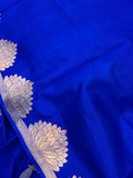 Royal Blue Pure Banarasi Handloom Katan Silk Saree - Aura Benaras