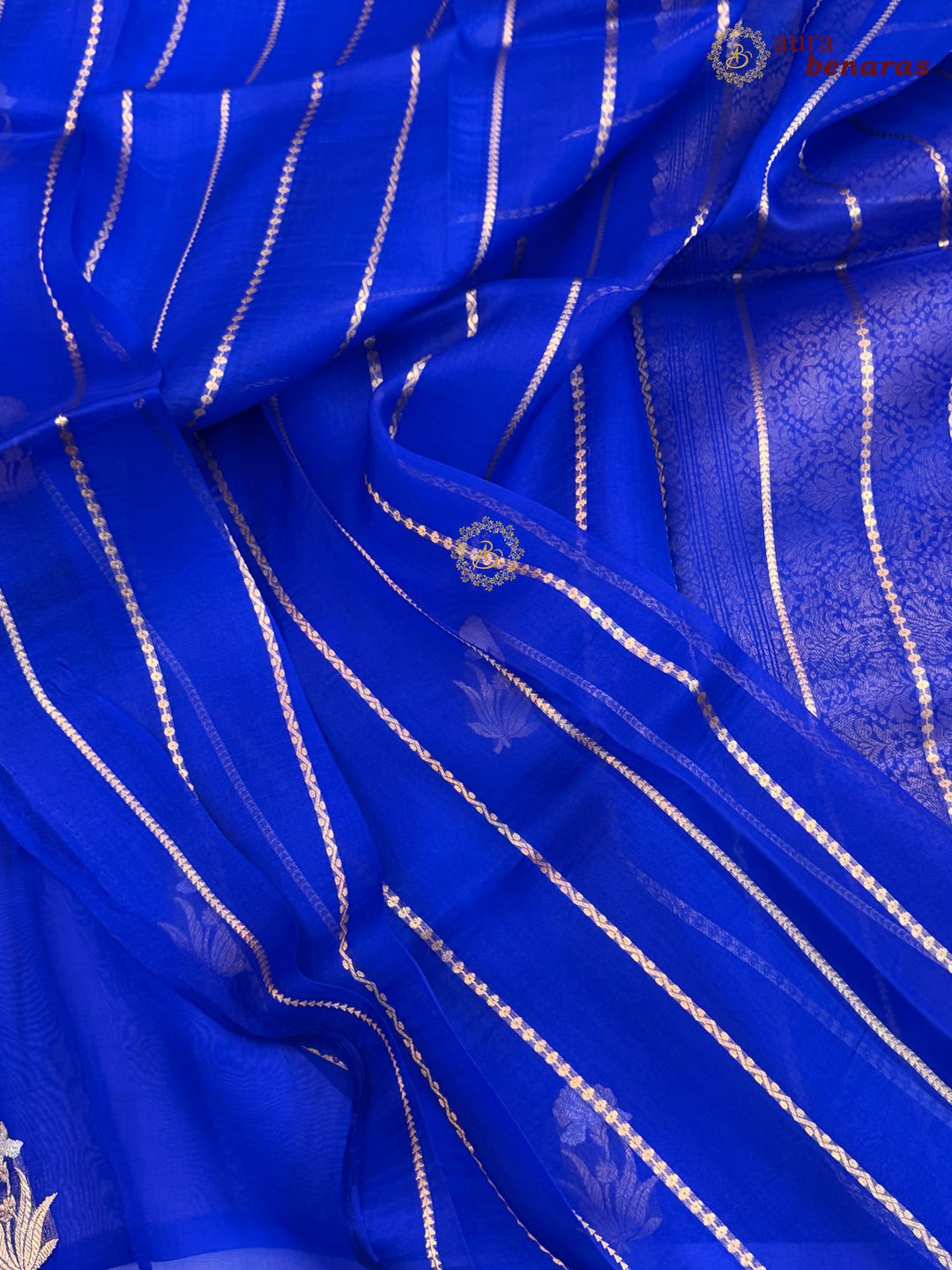 Royal Blue Kora Silk Banarasi Saree with Sona Rupa Butis