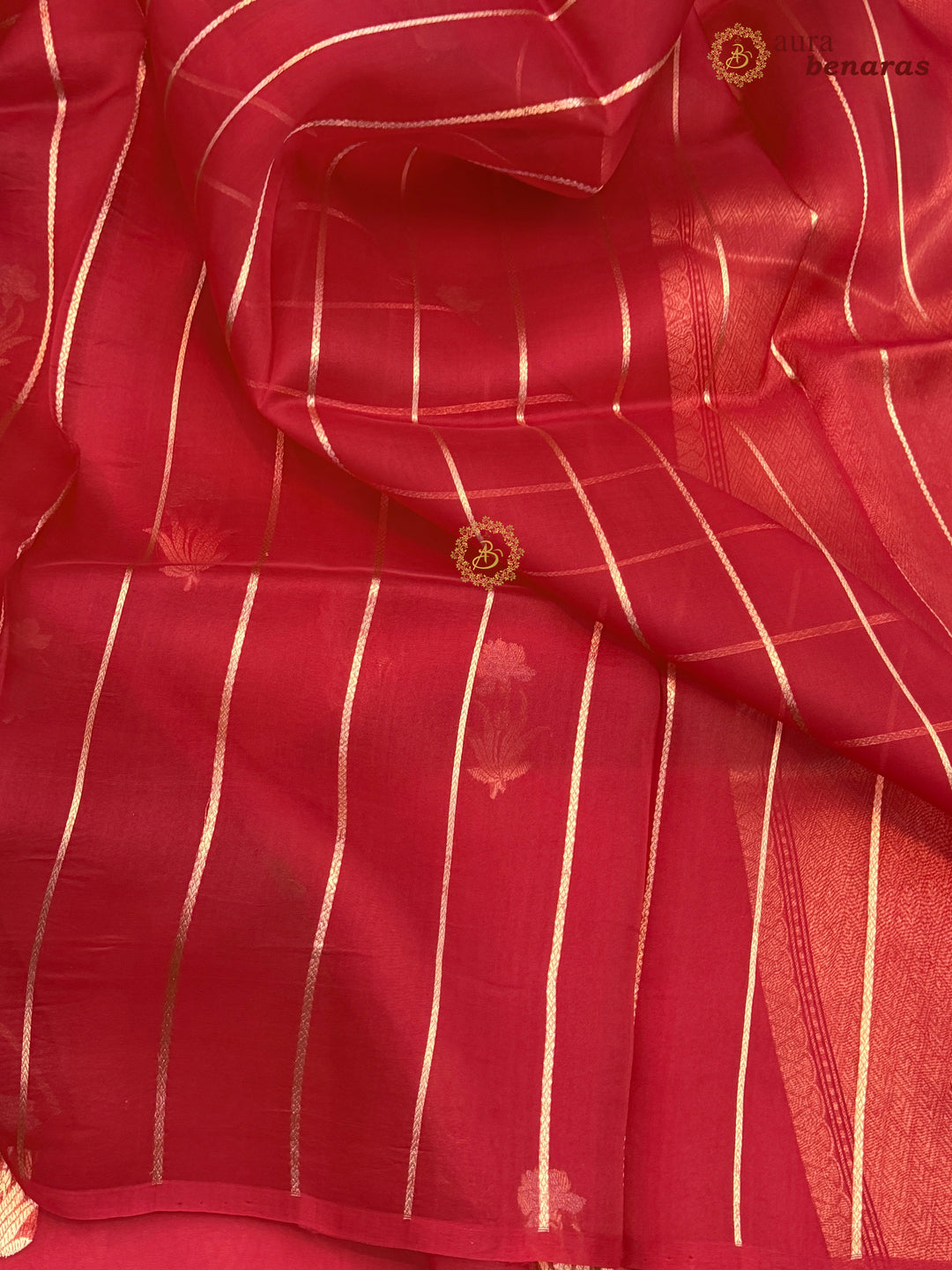 Red Kora Silk Banarasi Saree with Sona Rupa Butis