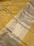 Mustard Yellow Banarasi Handloom Katan Silk Saree - Aura Benaras