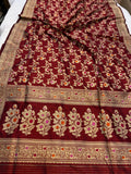 Maroon Banarasi Handloom Katan Silk Saree - Aura Benaras