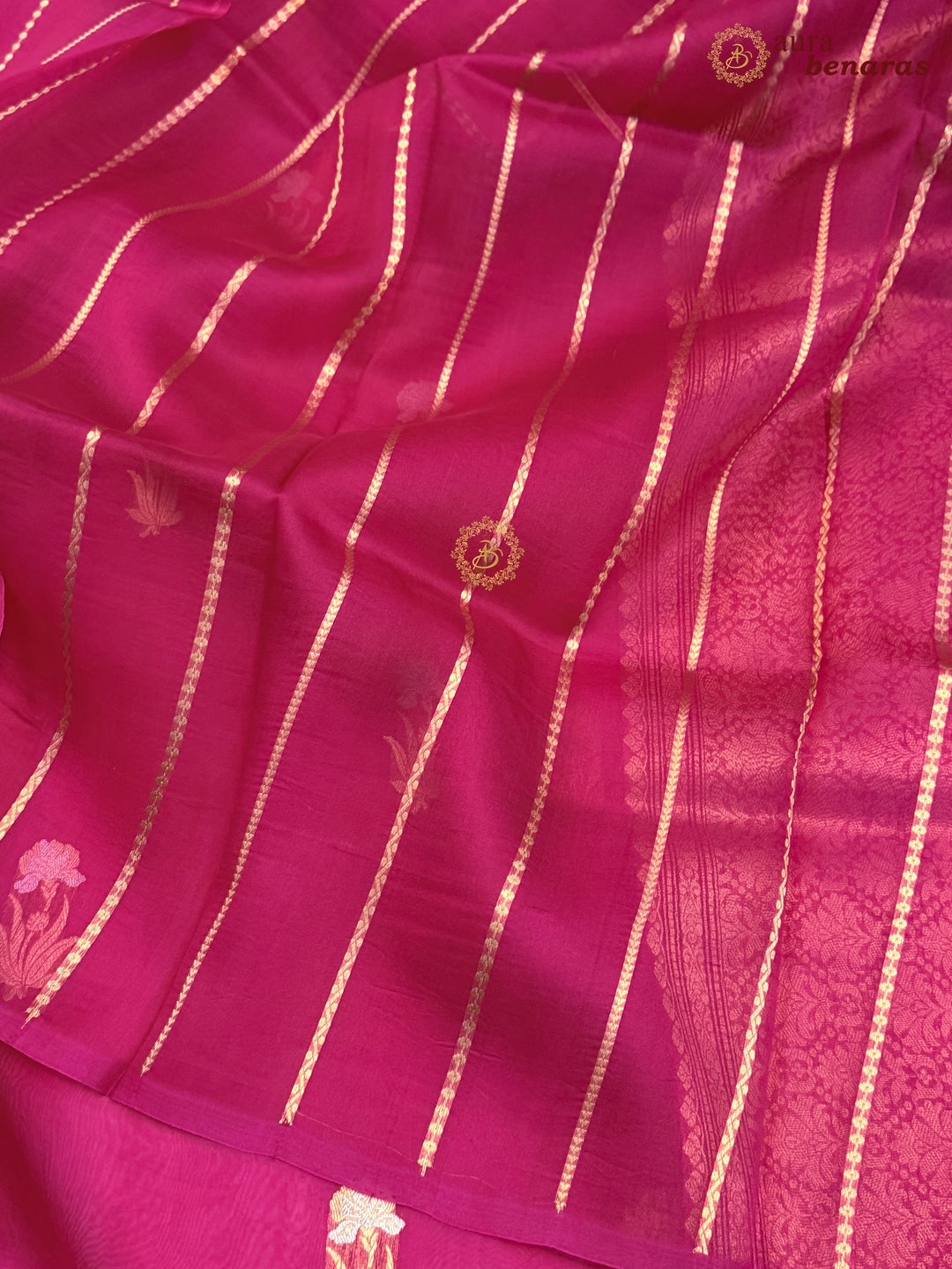 Rani Pink Kora Silk Banarasi Saree with Sona Rupa Butis