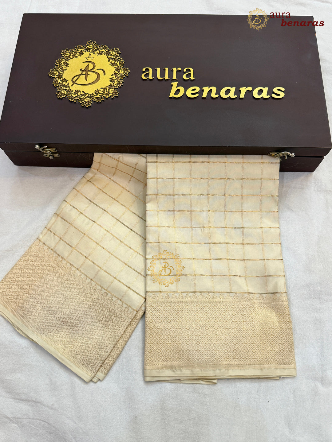 Cream Pure Katan Silk Banarasi Handloom Dupatta
