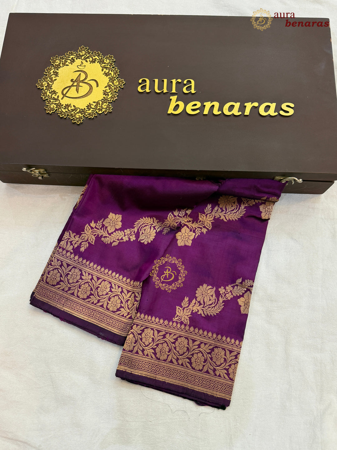 Purple Pure Katan Silk Banarasi Handloom Dupatta