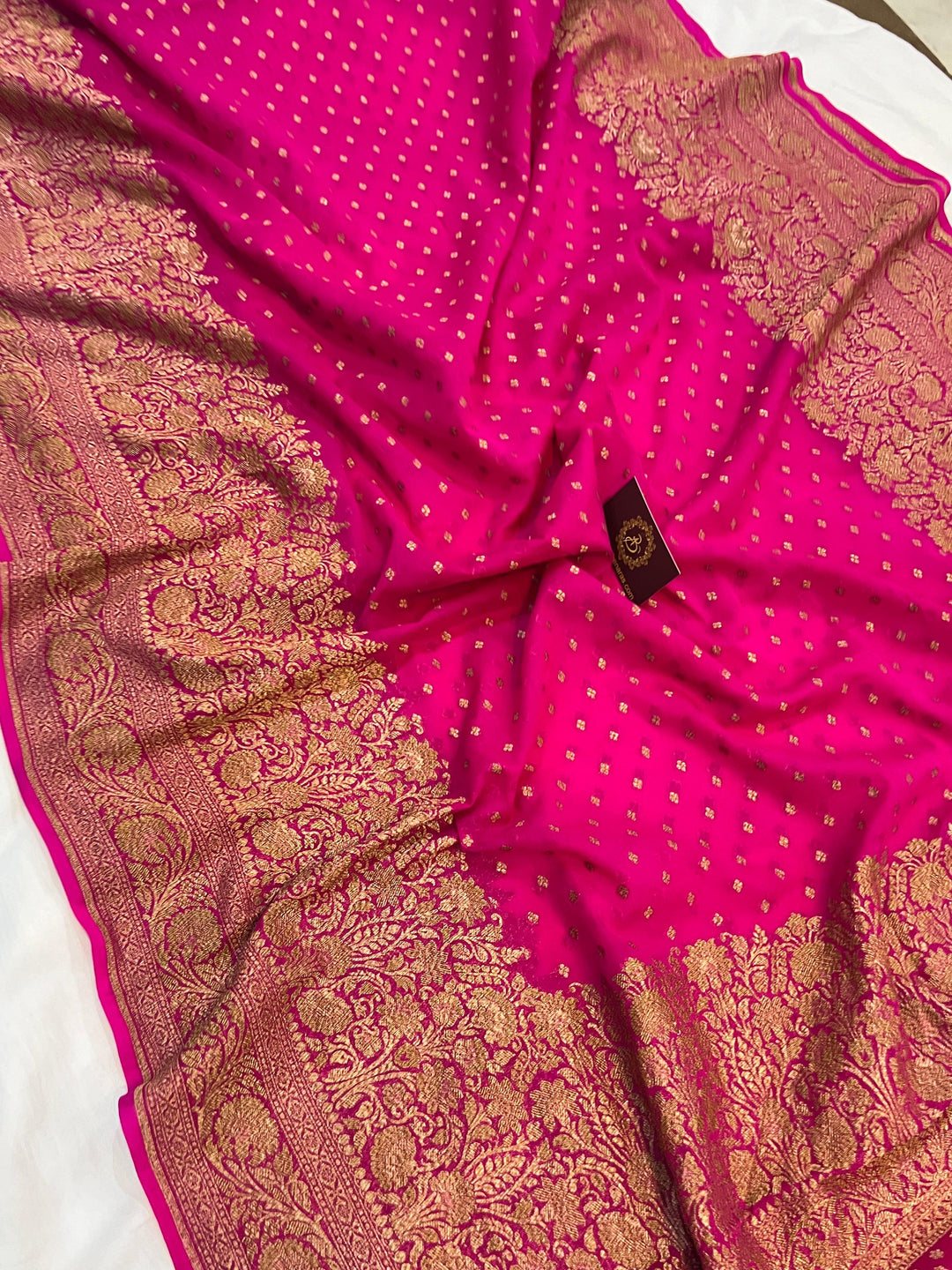 Rani Pink Pure Banarasi Khaddi Georgette Saree - Aura Benaras