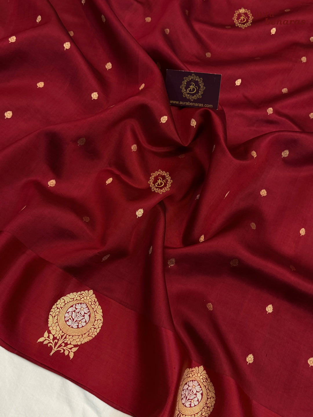 Maroon Pure Banarasi Handloom Silk Saree - Aura Benaras
