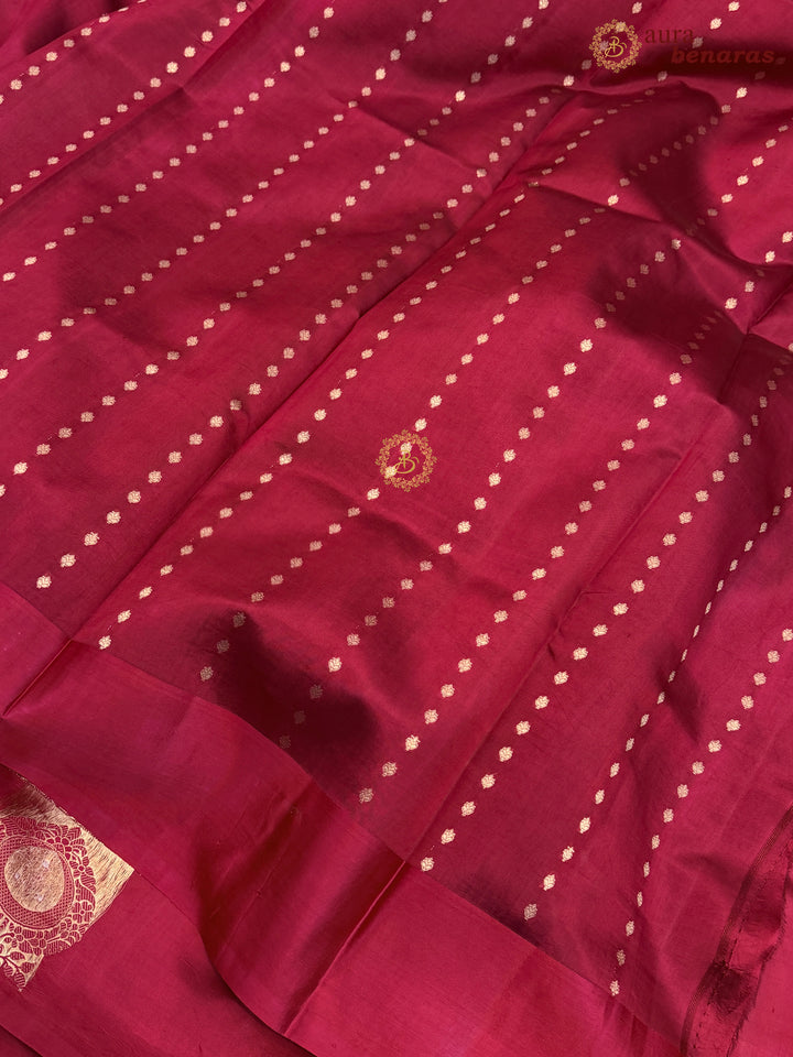 Maroon Pure Banarasi Handloom Silk Saree - Aura Benaras
