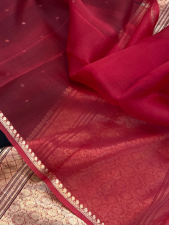 Black Kora Silk Banarasi Saree with Zari Butis 