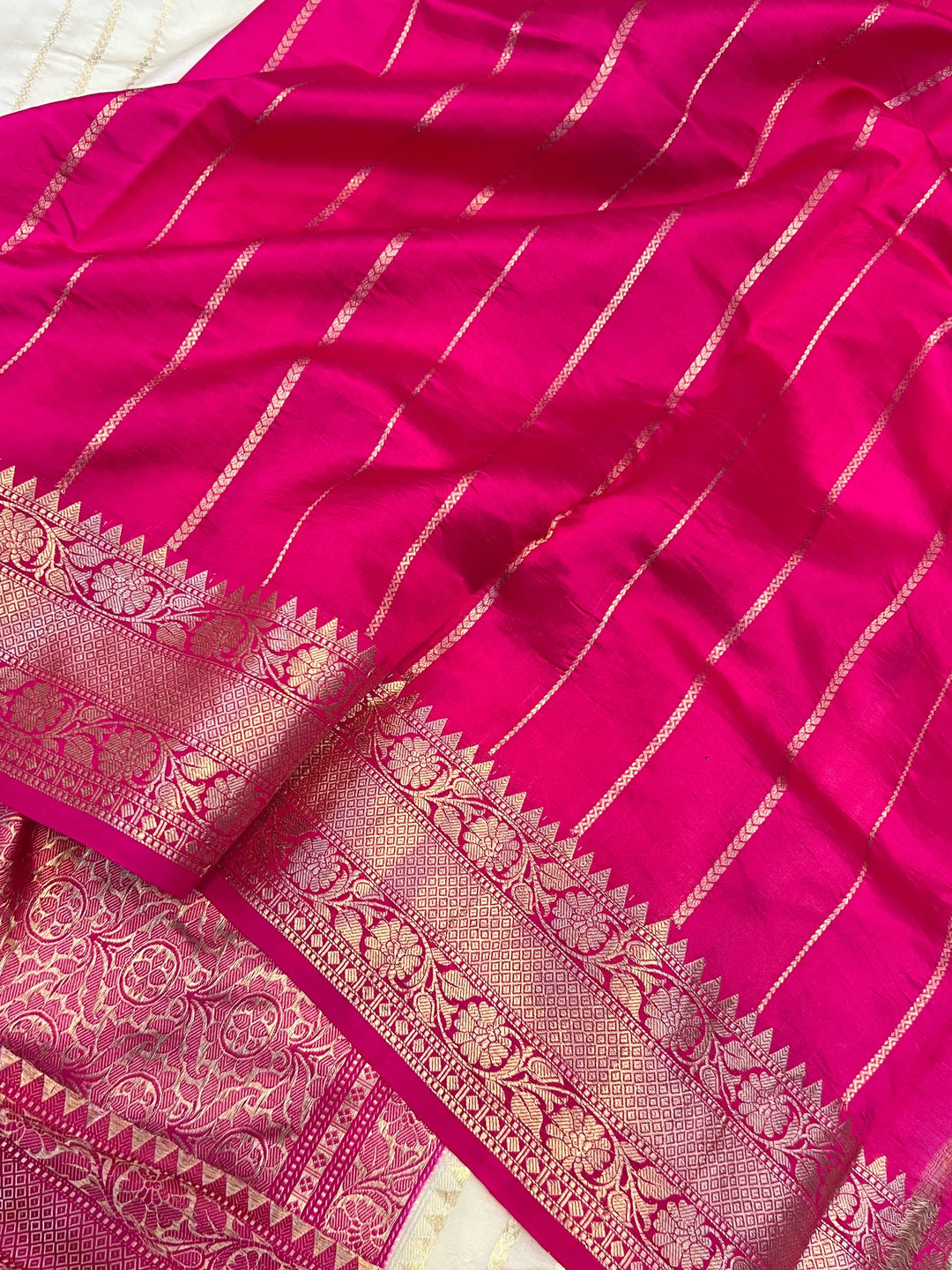 White Pure Banarasi Handloom Silk Saree