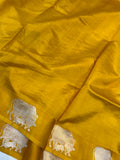 Yellow Pure Banarasi Handloom Katan Silk Saree - Aura Benaras