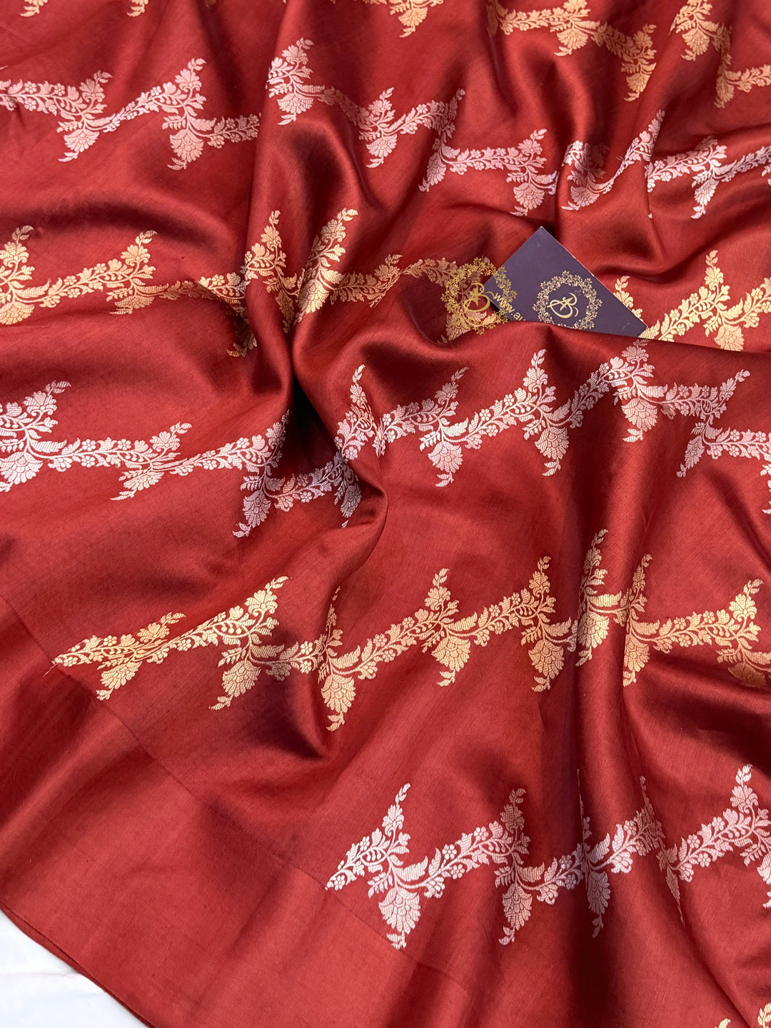 Light Maroon Pure Banarasi Handloom Silk Saree - Aura Benaras