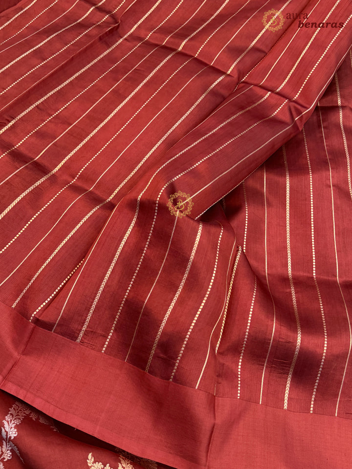Light Maroon Pure Banarasi Handloom Silk Saree - Aura Benaras