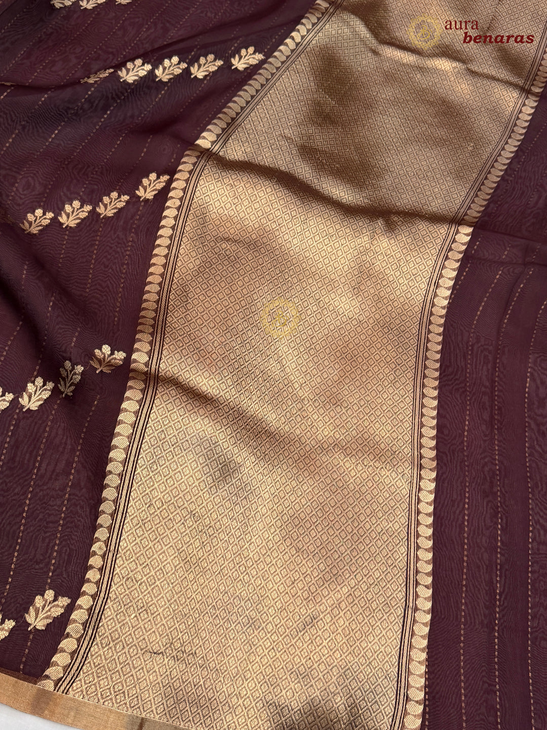 Brown Handloom Kora Silk Banarasi Saree with Kadhwa Weave