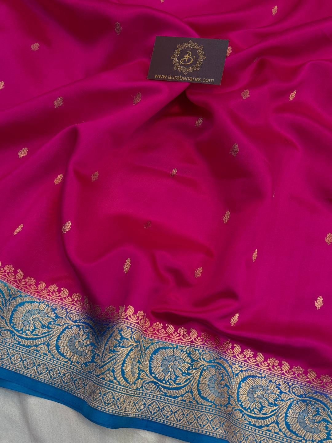 Rani Pink Pure Banarasi Silk Saree with Kadhwa Butis