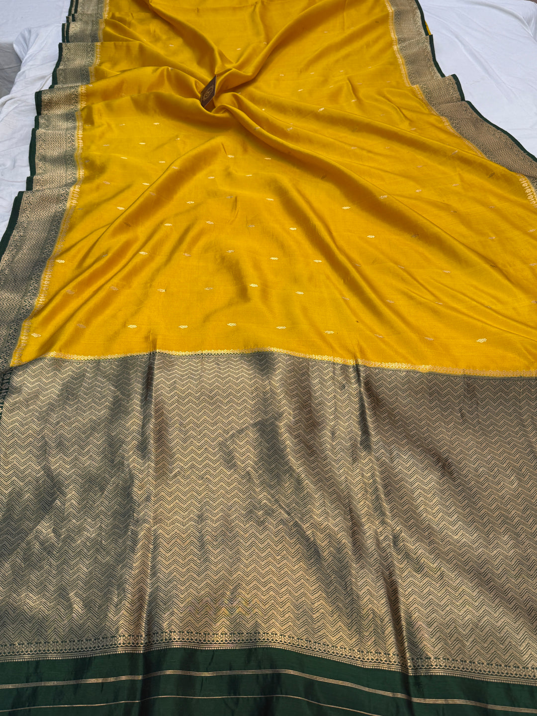 Mustard Yellow Pure Silk Handloom Banarasi Saree