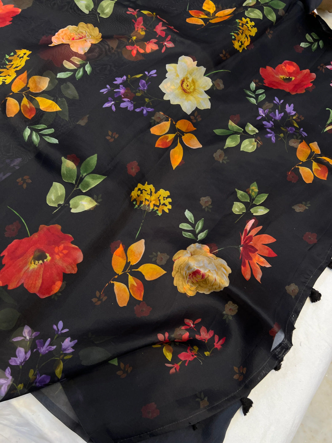 Black Banarasi Handloom Kora Silk Saree